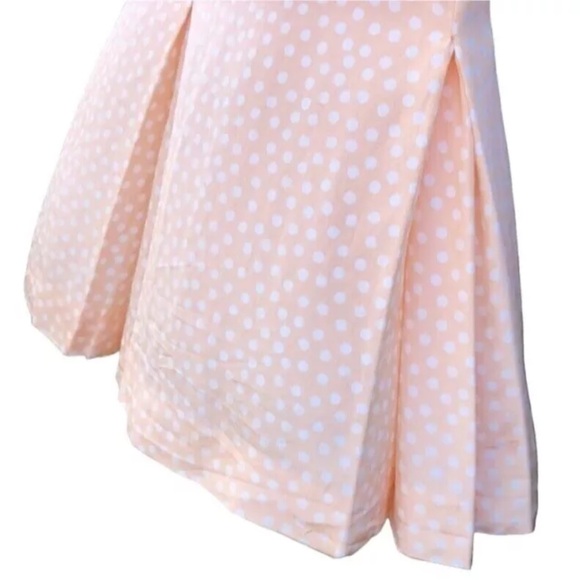🇫🇷 Vtg 80s 90s Alan Austin Silk Polka Dot Peach Pink Trumpet Hem Midi Skirt | M - Picture 9 of 13